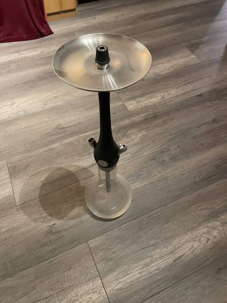 Rauchpfeife für Shisha, Edelstahl, mit Glasbasis, geeignet für Wasserpfeifen.