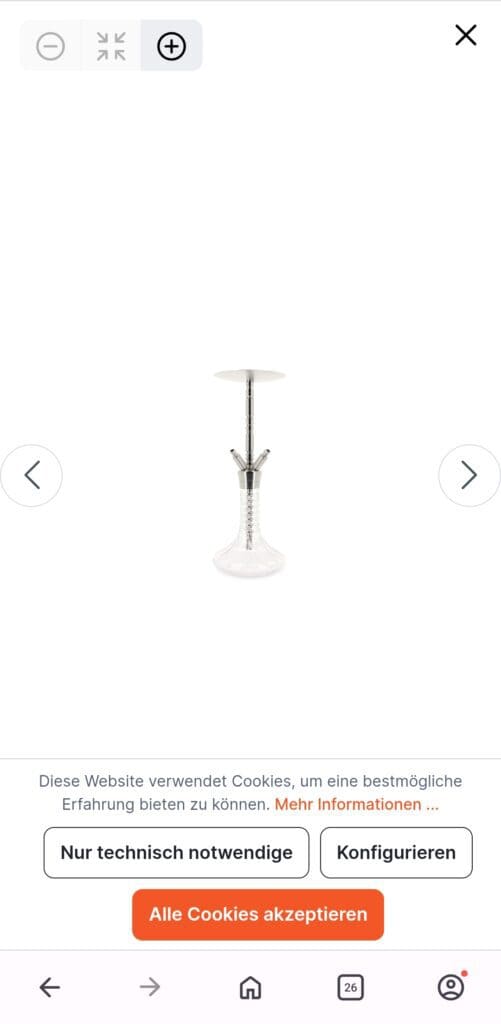 Wasserpfeife aus Glas und Metall, ideal für Shisha-Liebhaber.