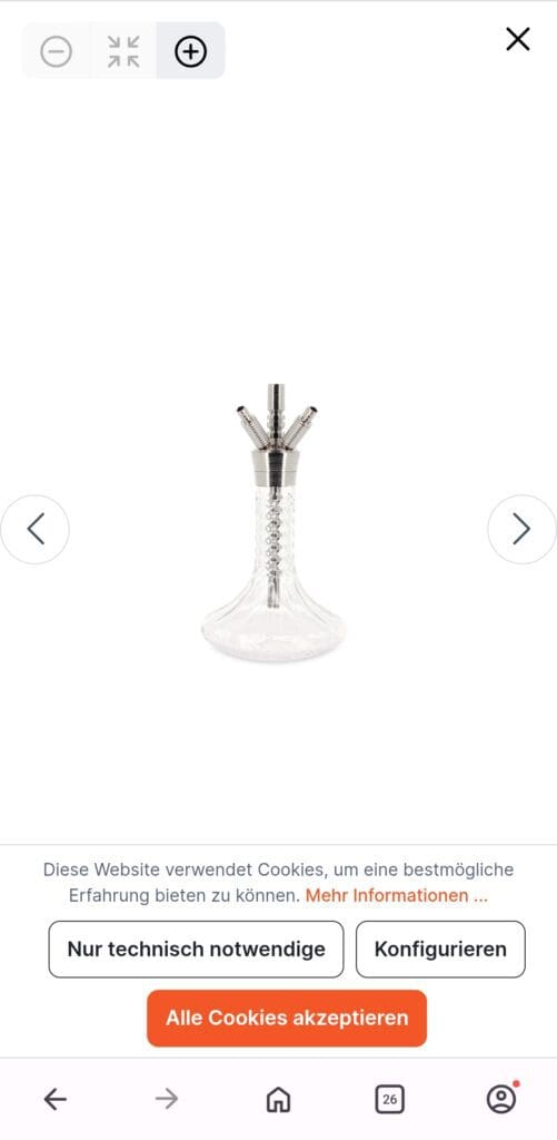Schwarze Glas-Shisha mit Silikonschlauch, ideal für Genuss und Entspannung.