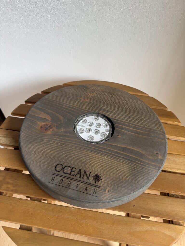 Runde Holzbowl für Shisha mit LED-Beleuchtung, OCEAN Marke.