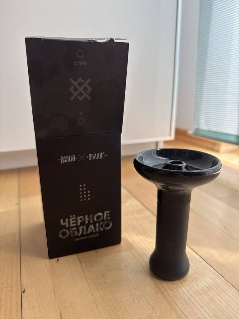 Schwarze Glasbowl für Shisha, neu und unbenutzt, mit Verpackung.