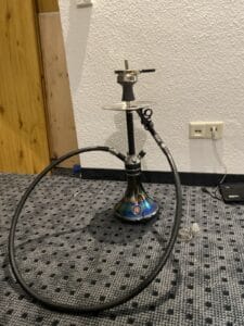 Shisha / Wasserpfeife schwarz mit Rainbow-Glas + S