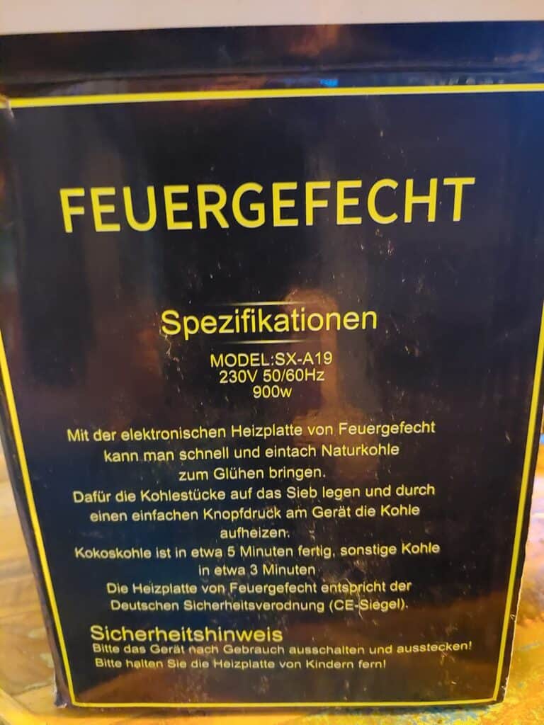 Heizgerät mit elektronischer Heizung, Modell SX-A19, 900W, für Shisha-Zubehör.