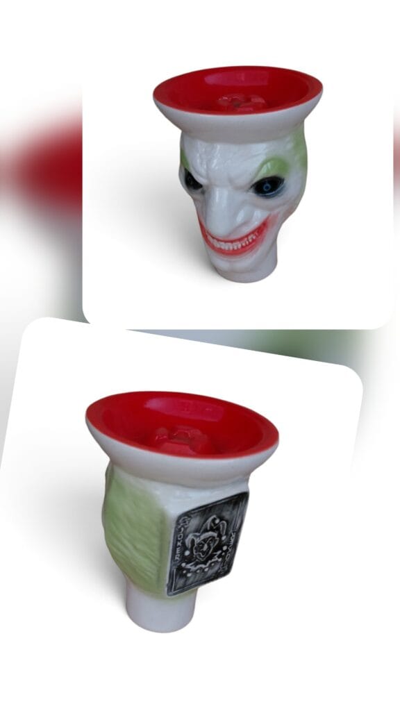 Shisha-Glasbowl mit Totenkopf-Motiv, roter Rand, für Shisha-Zubehör.