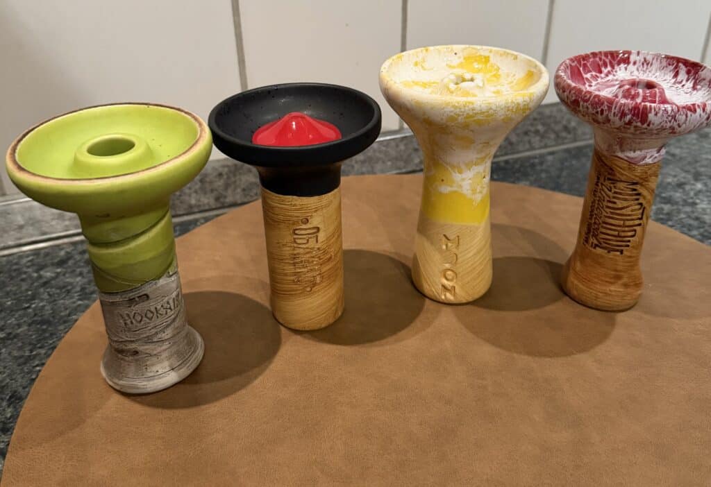 Shisha Glasbowl Set aus Kerne und Holzstiel.
