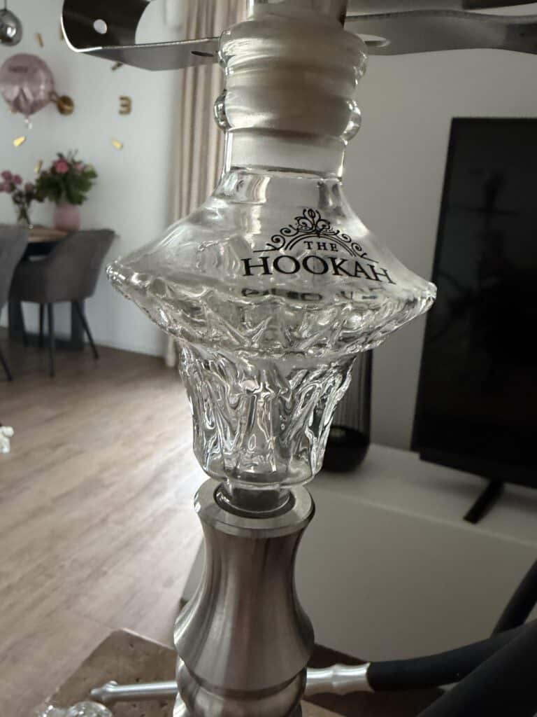Klare Glasbowl mit Dekor und Aufdruck für Shisha.