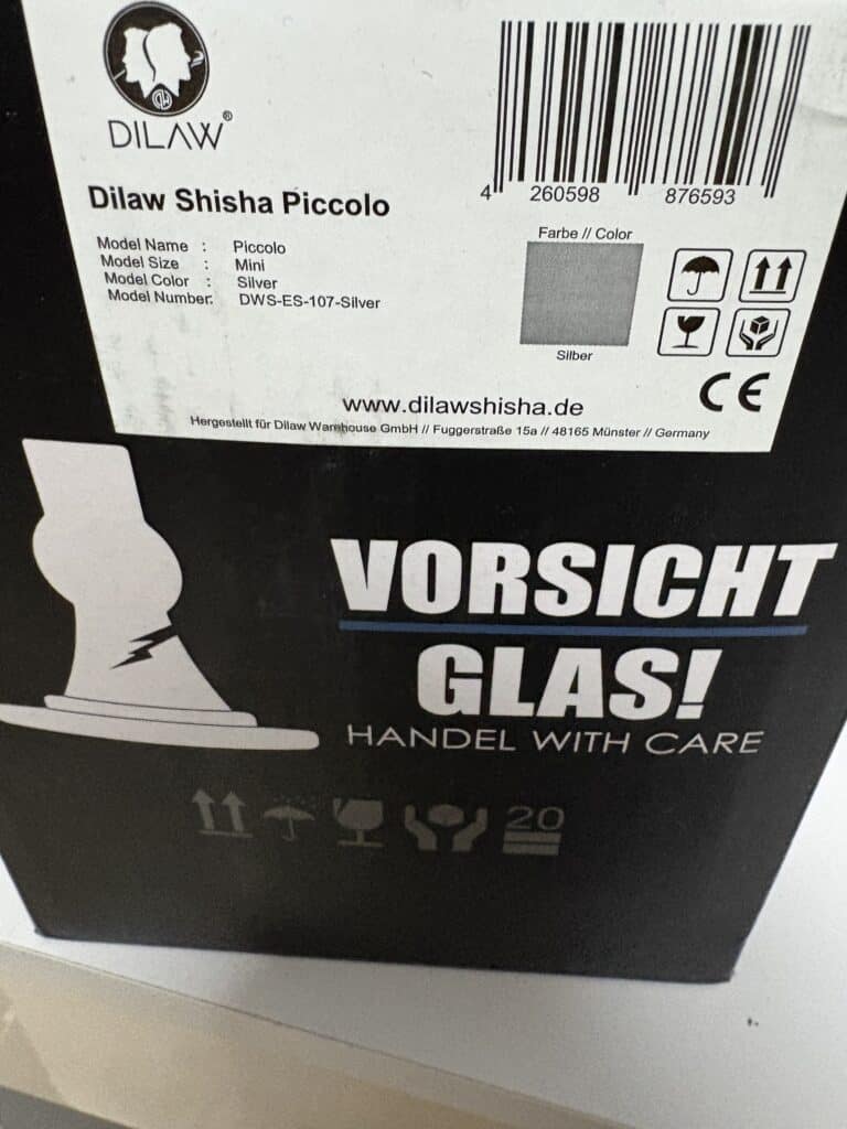 Silberne Glasbowl für Shisha, vorsicht mit Glas.