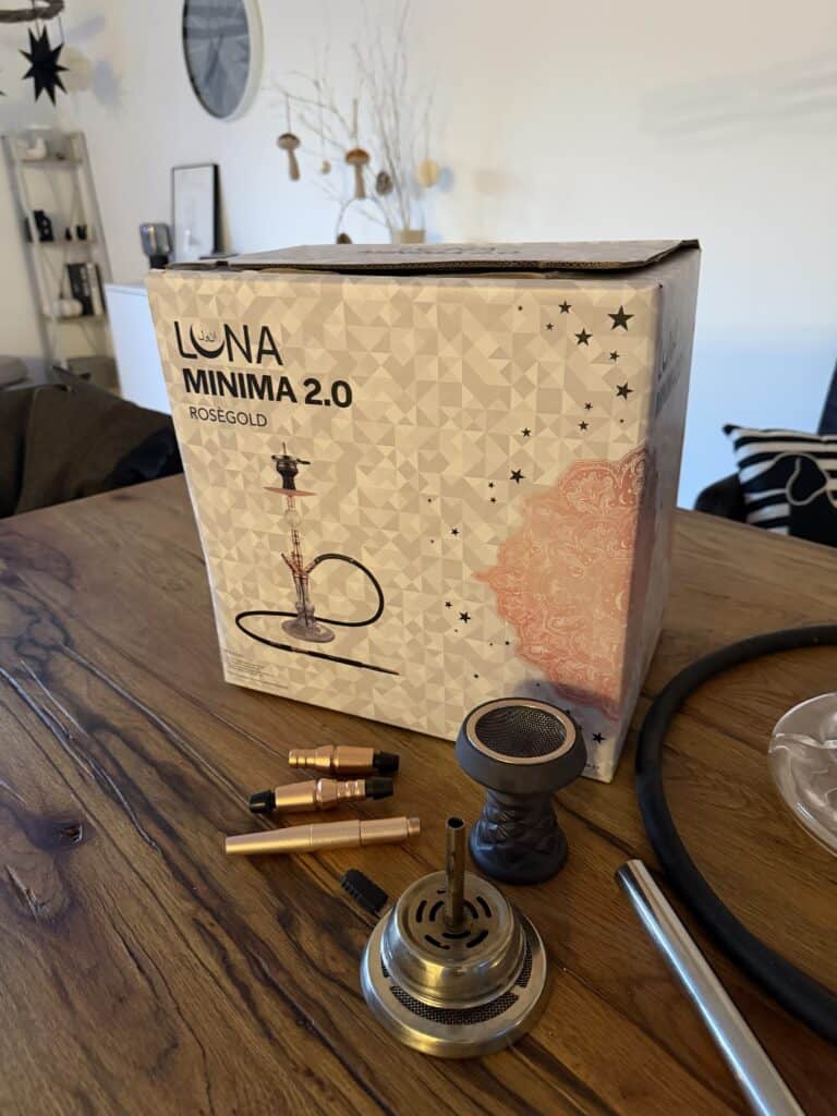 LUNA MINIMA 2.0 Shisha-Set mit Glasbowl und Zubehör.