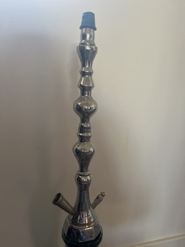 Lange Shisha-Alu-Base mit Glasbowl, gebrauchte Shisha Zubehör.