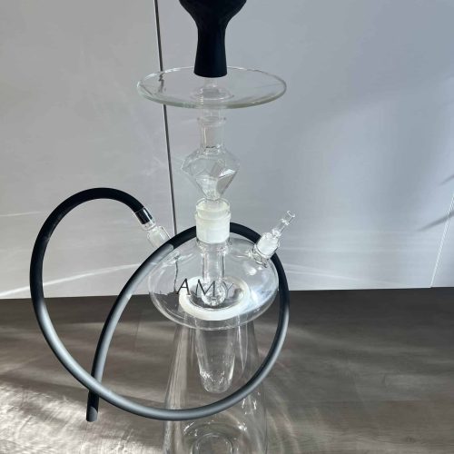 Rauchsäule mit Glasaufsatz, Schlauch und Dampfventil, ideal für Wasserpfeifen.