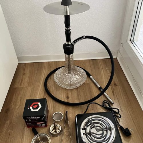 Shisha mit Rauchsäule, Heizplatte und Zubehör für den Verkauf.