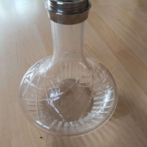 Transparente Glasflasche für Shisha, ideal für Wasser oder andere Getränke.