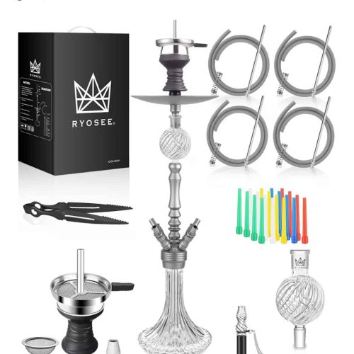 Komplettes Shisha-Set mit 80cm Höhe, Zubehör und Gläsern, ideal für Genuss.