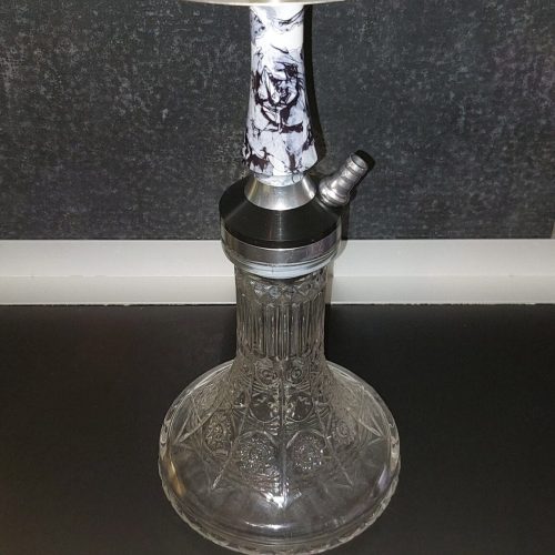 Glas-Shisha mit Metallaufsatz und Wasserbasis, gebrauchte Shisha.