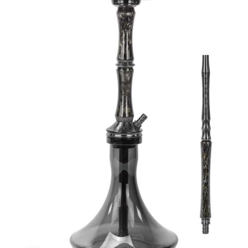 Rauch-Hookah mit Glasbasis, Metallrohr und Ablagefläche, ideal für Shisha-Liebhaber.