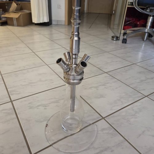 Rauchersäule aus Edelstahl für Shisha, gebraucht, mit Glasplatte, ideal für Wasserpfeifen.