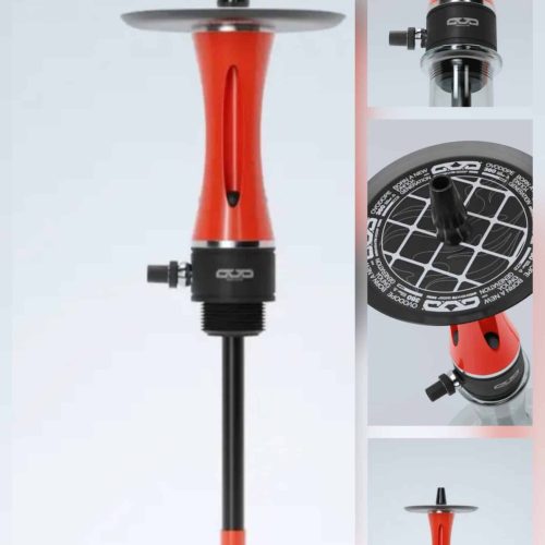 Shisha-Kopf mit Glasbowl, Schlauch und Zubehör, rot-schwarz.