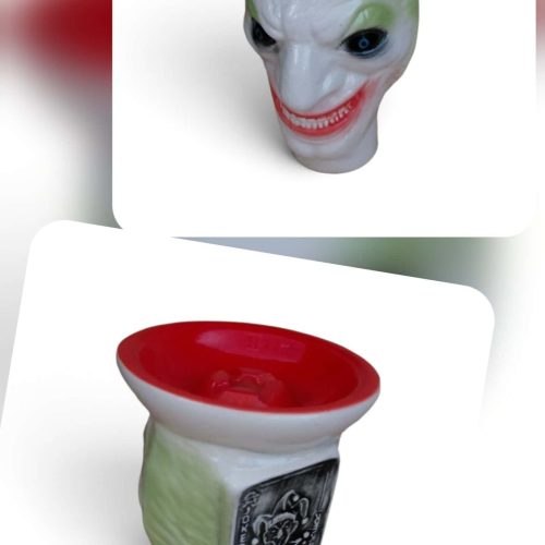 Shisha-Glasbowl mit Totenkopf-Motiv, roter Rand, für Shisha-Zubehör.