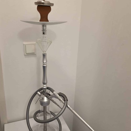 Rauchsäule mit Glas und Metall, geeignet für Shisha, gebraucht, gut erhalten.