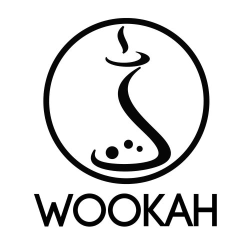 Logo einer Wasserpfeife mit Rauch, modernes Wokah-Design für Shisha-Liebhaber.