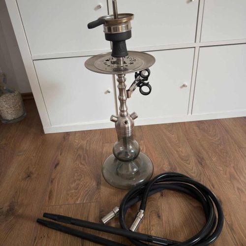 Rauchsäule für Shisha mit Glasballon und Anschlusskabel.