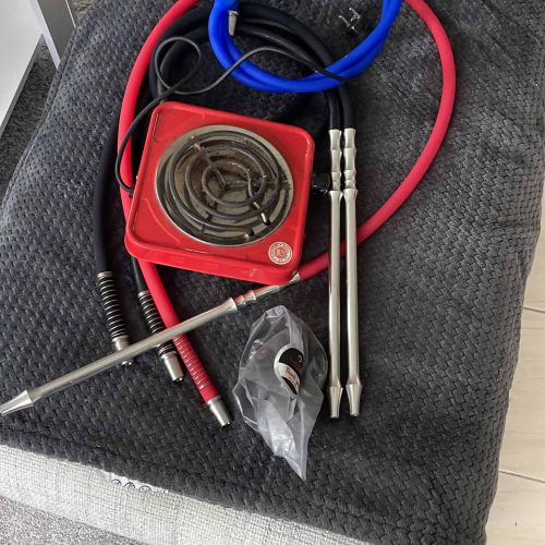 Shisha-Zubehör mit Schlauch, Heizplatte und Zubehör für Dampfer. Perfekt für den Gebrauch zu Hause o.