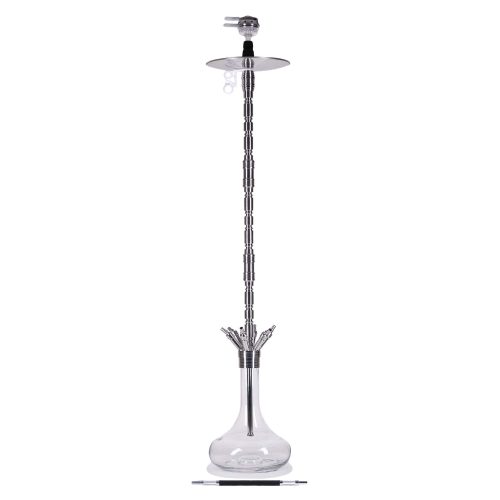 Moderne Glas-Hookah mit Metall- und Glasdesign, ideal für Shisha-Liebhaber.