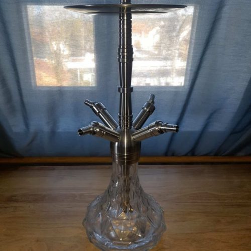 Rauch-Hookah mit Glasbasis, hochwertig und stilvoll, ideal für Shisha-Liebhaber, gebraucht, gepflegt.