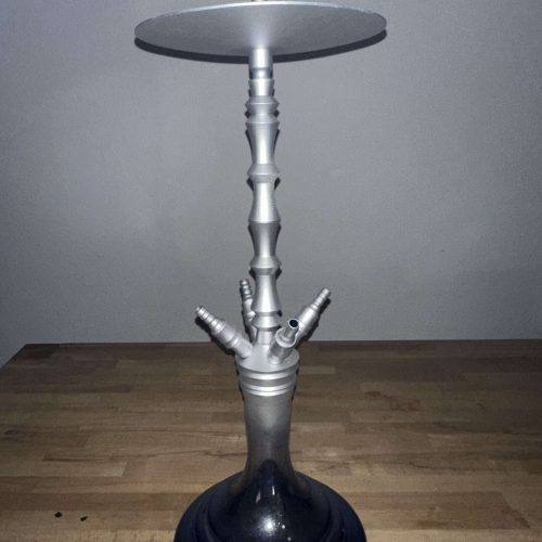 Shisha-Halter mit Ablagefläche, ideal für Wasserpfeifen, silberfarbenes Design.