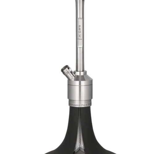 Moderne Prox Smoke Wasserpfeife aus Edelstahl und Silikon, ideal für Shisha-Liebhaber.