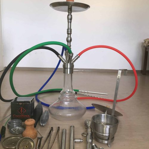 Verschiedene Shisha Teile, Glasbowl, Schlauch und Zubehör.