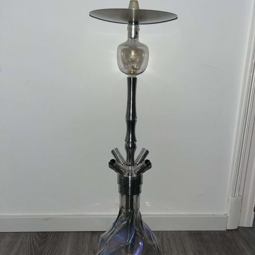Wasserpfeife mit Glasbasis und Metallkopf, Shisha Zubehör.