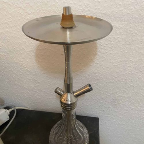 Wasserpfeifen-Kopf mit Metallaufsatz auf Glasbasis, Shisha Zubehör.