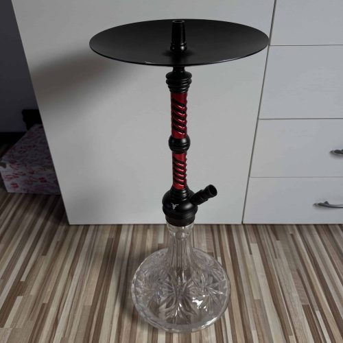 Rauchsäule mit Glasbasis und schwarzem Tabletop.