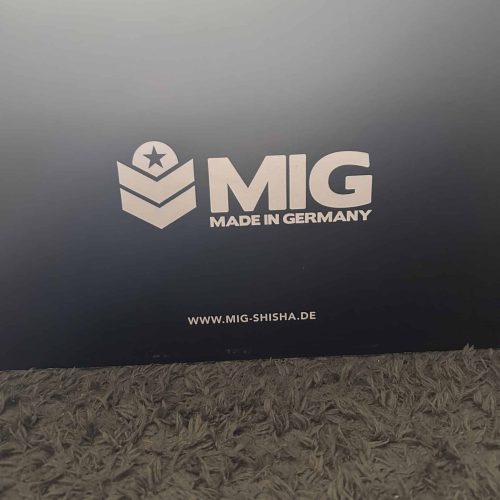 MIG Shisha Verpackung mit Logo und Website, Made in Germany.