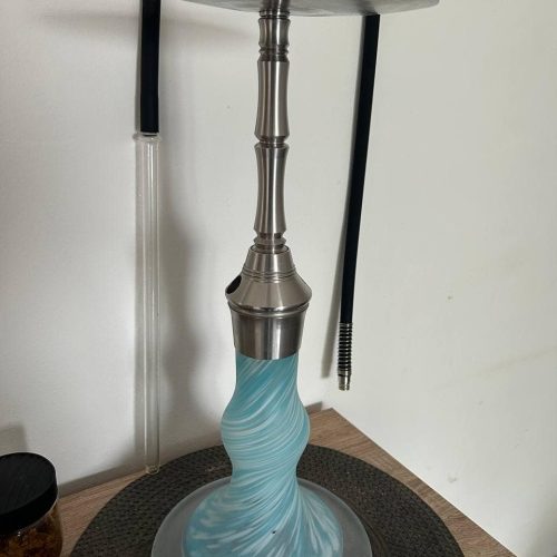 Rauch-Hookah mit Edelstahl und Glasbasis, 50 cm hoch, für Shisha-Genuss.