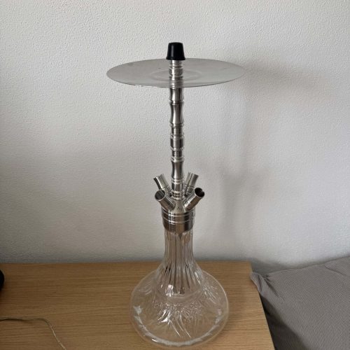 Transparente Glasbowl mit Metall-Adapter für Shisha.