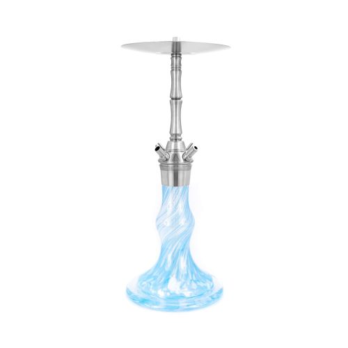 Hochwertiger Wasserpfeifenaufsatz mit Glasbasis und Metallstamm, ideal für Shisha-Liebhaber.