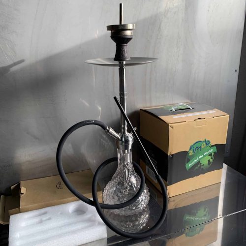 Rauchersäule für Shisha mit Glas-Base, ideal für Wasserpfeifen und Zubehör.