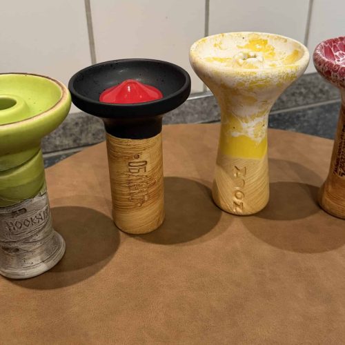Shisha Glasbowl Set aus Kerne und Holzstiel.