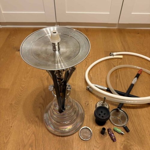 Wasserpfeife mit Glasbasis und Zubehör, Shisha-Set.