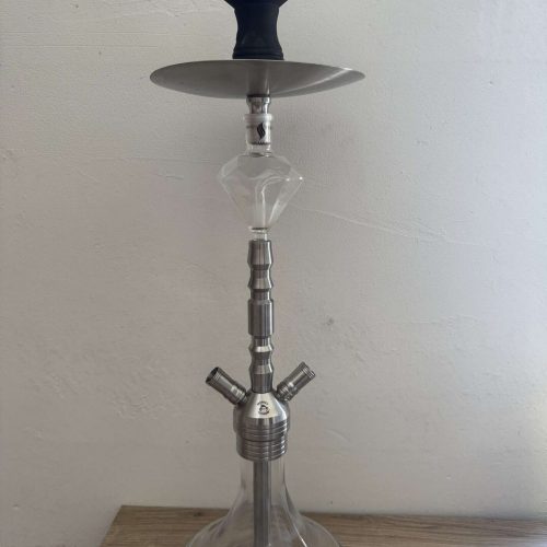 Rauchsäule für Shisha mit Glasaufsatz und Metallteilen, ideal für Wasserpfeifen.