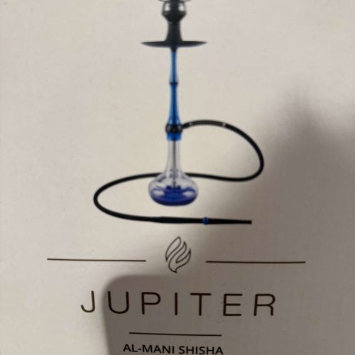 Jupiter Al-Mani Shisha mit Glasbowl, Schlauch und Metallaufsatz. Perfekt für gemütliche Rauchabende.
