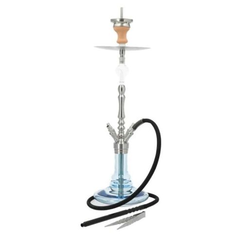 Rauchsäule mit Glasbasis, geeignet für Wasserpfeifen und Shishas, inklusive Schlauch und Zange.