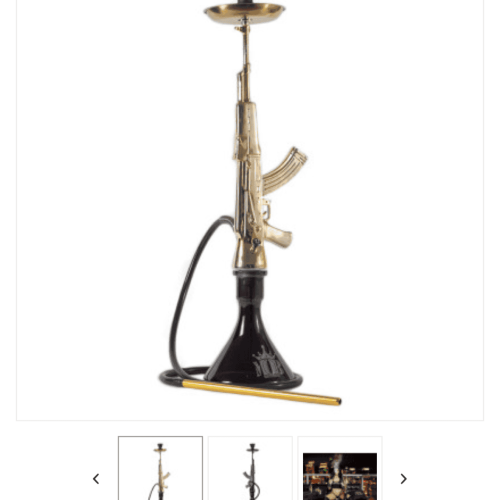 MOB AK47 Hookah mit schwarzer Basis und Glasbowl, Zubehör inklusive Schlauch.