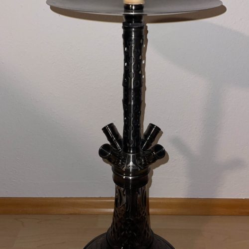 Rauchsäule mit Shisha-Kopf und Ablagefläche, schwarzes Design, für Wasserpfeifen, gut gepflegt.