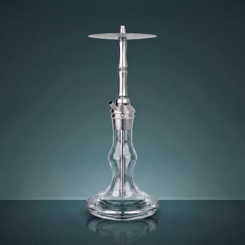 Stilvolle Shisha mit Glasbowl und Metallaufsatz.