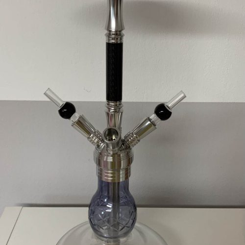 Rauchersatz für Shisha, moderne Rauchsäule mit Glasbasis und Metallteilen.