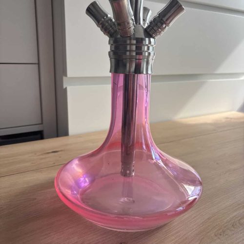 Rauchvase mit Metallaufsatz in pink, ideal für Shisha-Tabak und Rauchgenuss.