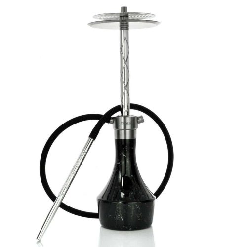 Moderne Shisha mit Metall- und Glas-Design, ideal für Raucher.
